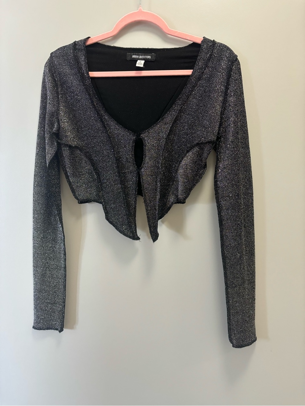 Urban Outfitters Metallic Black Cropped Cardigan